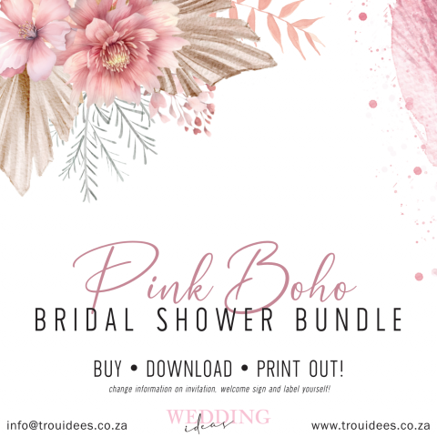 Pink Boho Bridal Shower Stationery